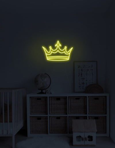 Golden Crown Neon Sign - White