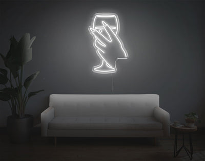 Hand And Drink LED Neon Sign - 26inch x 17inchWhite