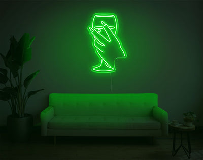 Hand And Drink LED Neon Sign - 26inch x 17inchGreen