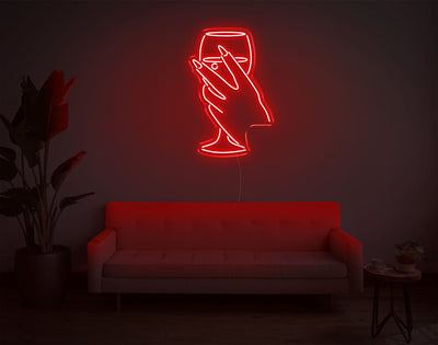 Hand And Drink LED Neon Sign - 26inch x 17inchRed