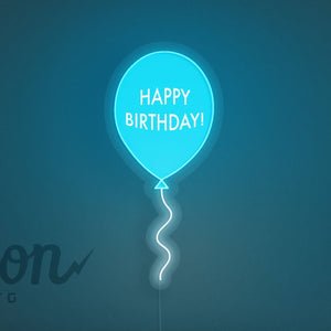 Happy Birthday Balloon LED Neon Sign - Pink