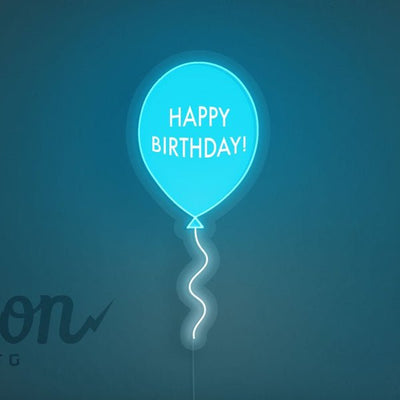 Happy Birthday Balloon LED Neon Sign - Blue
