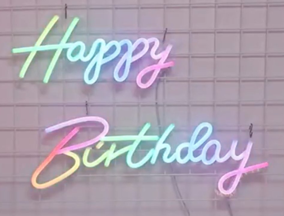 Happy Birthday RGB Programmable Changeable Color Neon Sign - 30” wide