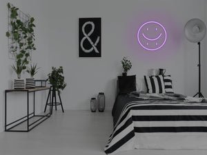 Happy Sad Face LED Neon Sign - Pink