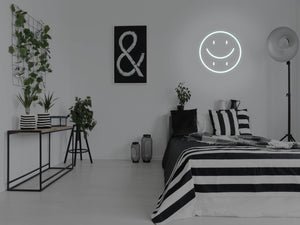 Happy Sad Face LED Neon Sign - Pink