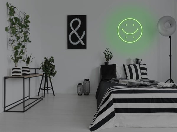 Happy Sad Face LED Neon Sign - Green