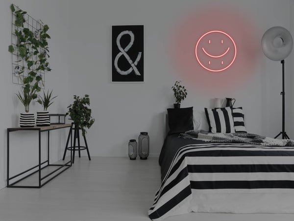 Happy Sad Face LED Neon Sign - Red