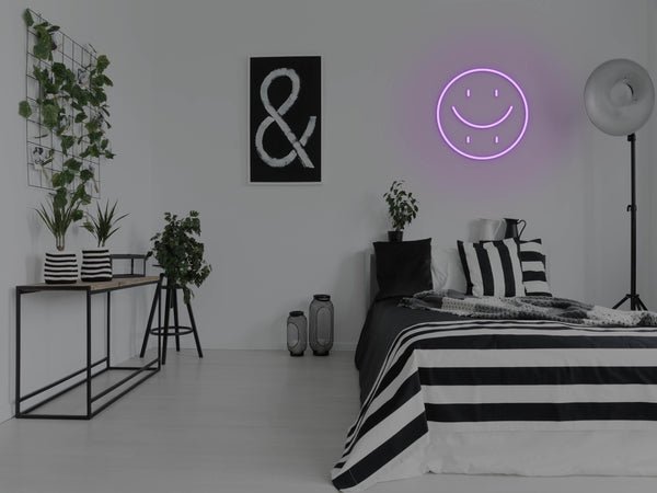 Happy Sad Face LED Neon Sign - Purple