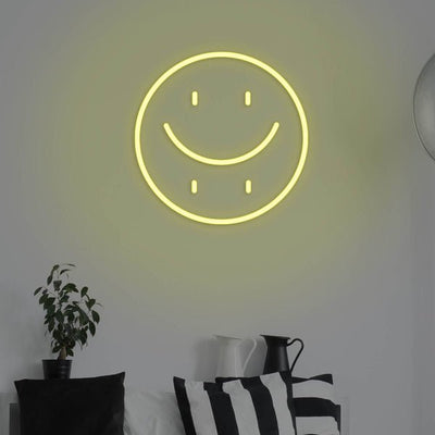 Happy Sad Face LED Neon Sign - Yellow