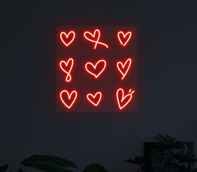 Hearts Neon Sign - White