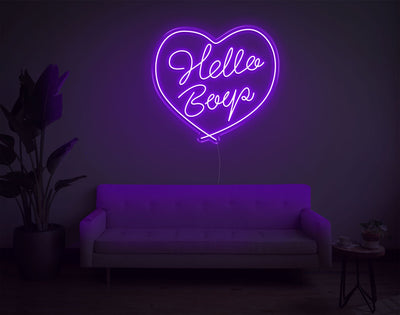 Hello Boys LED Neon Sign - 26inch x 28inchPurple