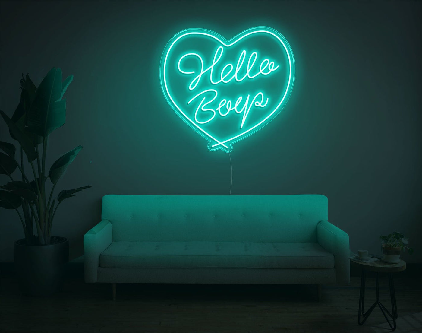 Hello Boys LED Neon Sign - 26inch x 28inchTurquoise