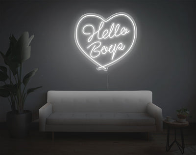 Hello Boys LED Neon Sign - 26inch x 28inchWhite