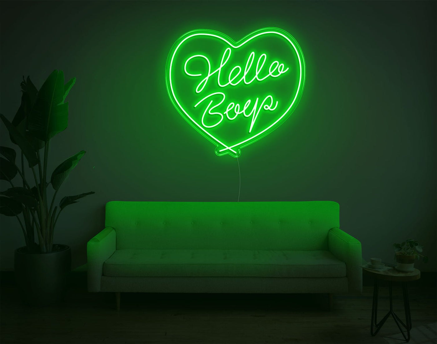Hello Boys LED Neon Sign - 26inch x 28inchGreen