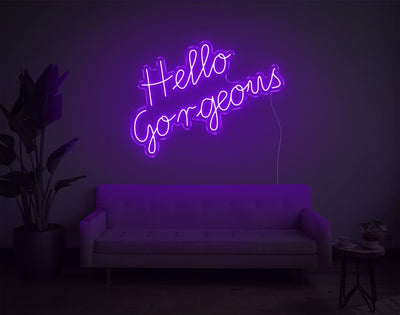Hello Gorgeous LED Neon Sign - 22inch x 30inchPurple