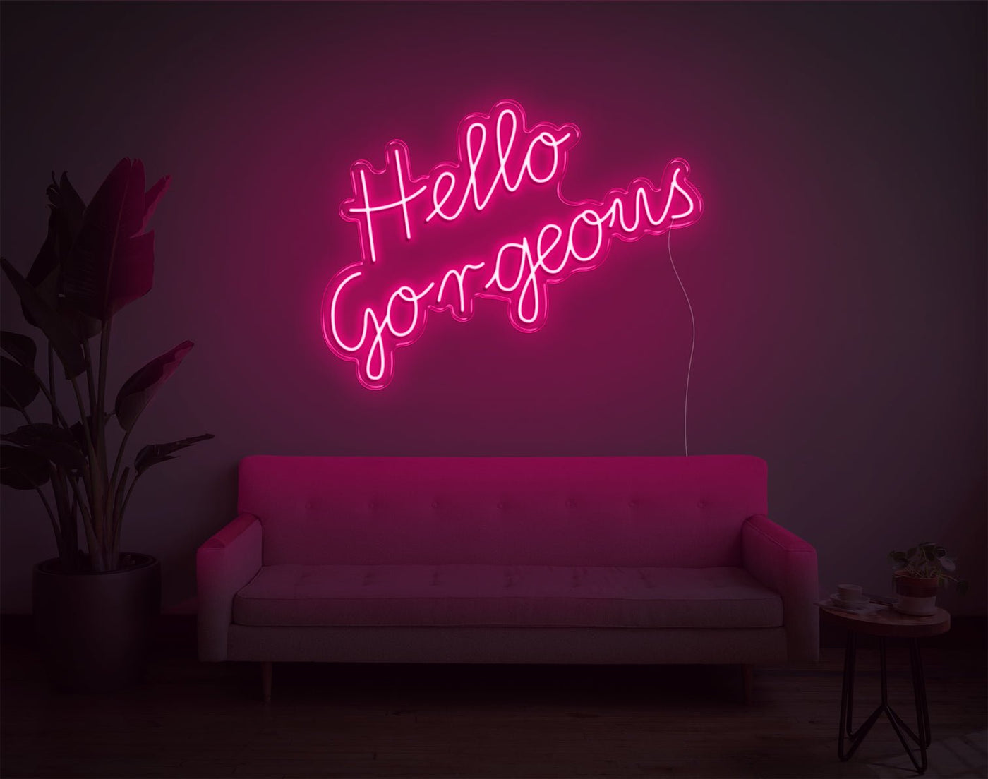 Hello Gorgeous LED Neon Sign - 22inch x 30inchLight Pink