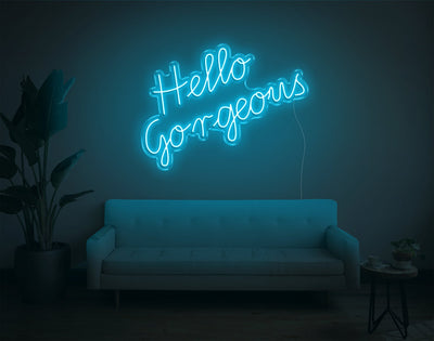Hello Gorgeous LED Neon Sign - 22inch x 30inchLight Blue