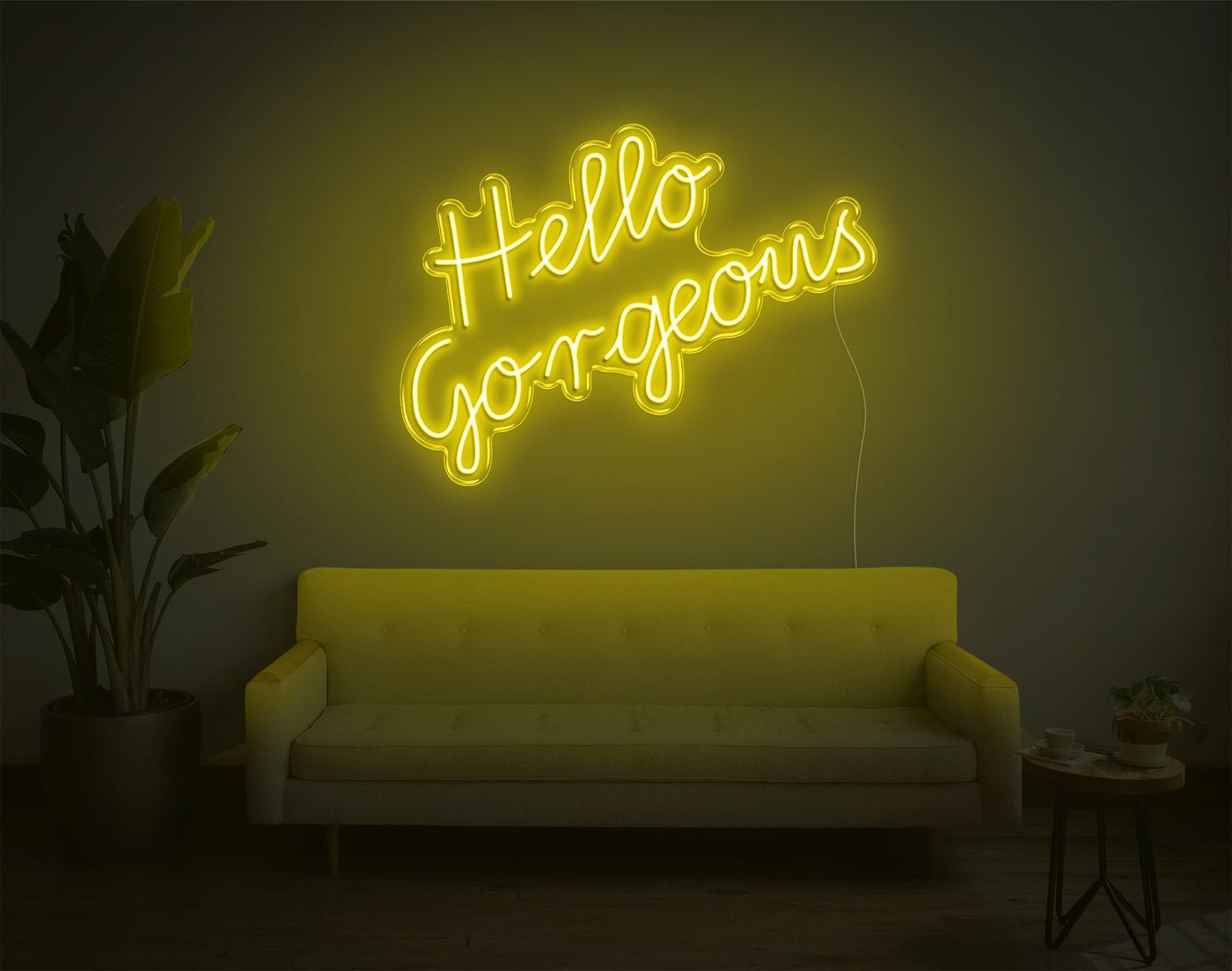 Hello Gorgeous LED Neon Sign - 22inch x 30inchYellow