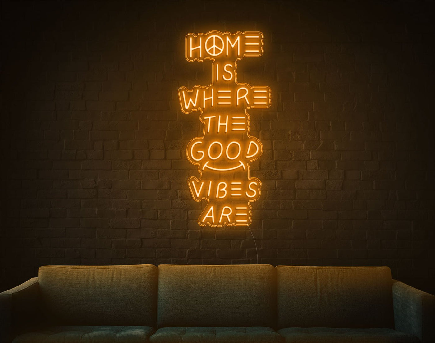 Home Is Where The Good Vibes Are LED Neon Sign - 37inch x 18inchOrange