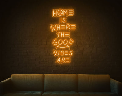 Home Is Where The Good Vibes Are LED Neon Sign - 37inch x 18inchOrange