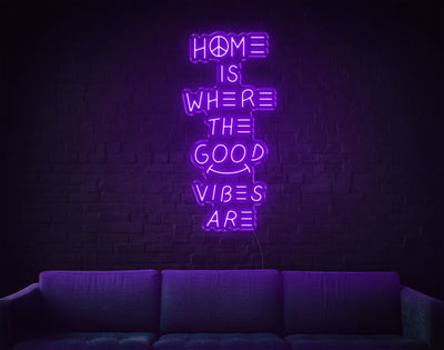 Home Is Where The Good Vibes Are LED Neon Sign - 37inch x 18inchPurple