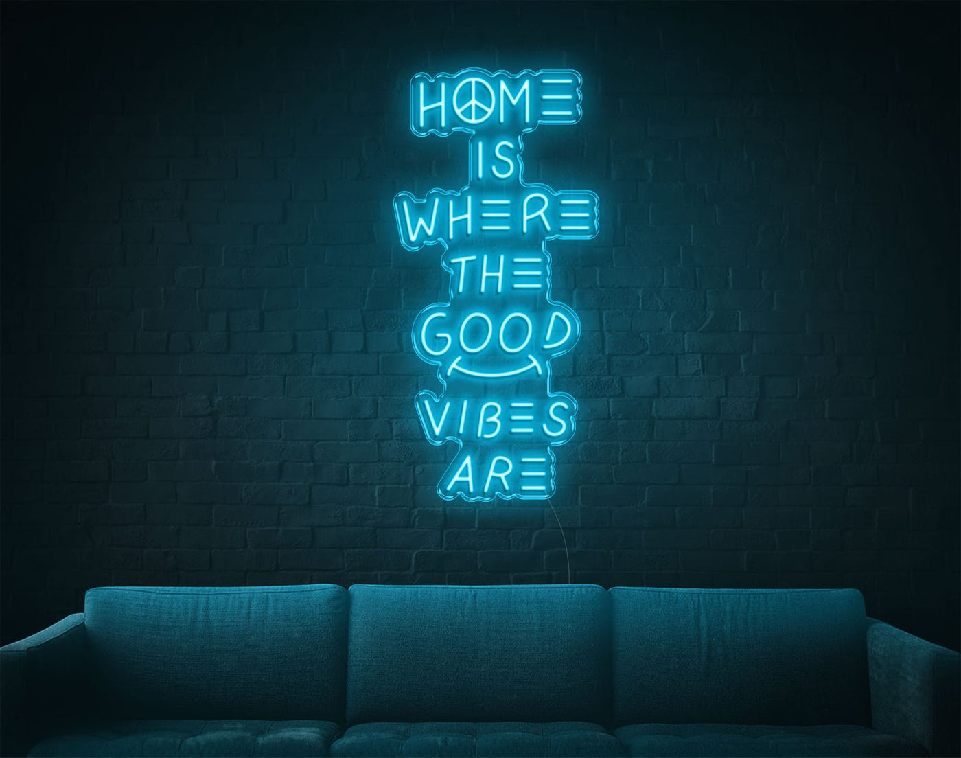 Home Is Where The Good Vibes Are LED Neon Sign - 37inch x 18inchLight Blue