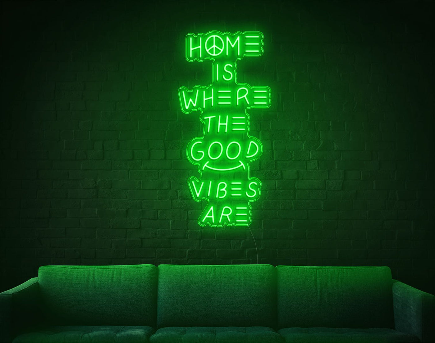 Home Is Where The Good Vibes Are LED Neon Sign - 37inch x 18inchGreen