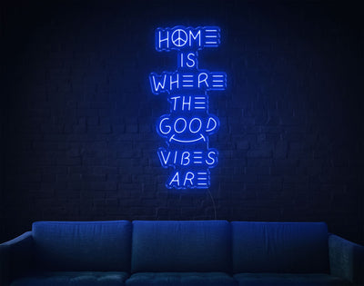 Home Is Where The Good Vibes Are LED Neon Sign - 37inch x 18inchBlue