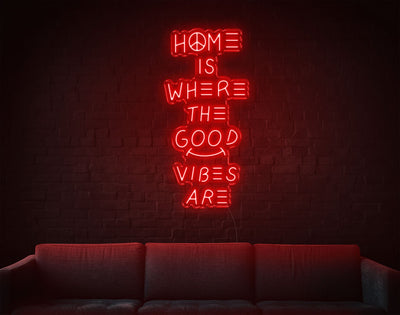 Home Is Where The Good Vibes Are LED Neon Sign - 37inch x 18inchRed