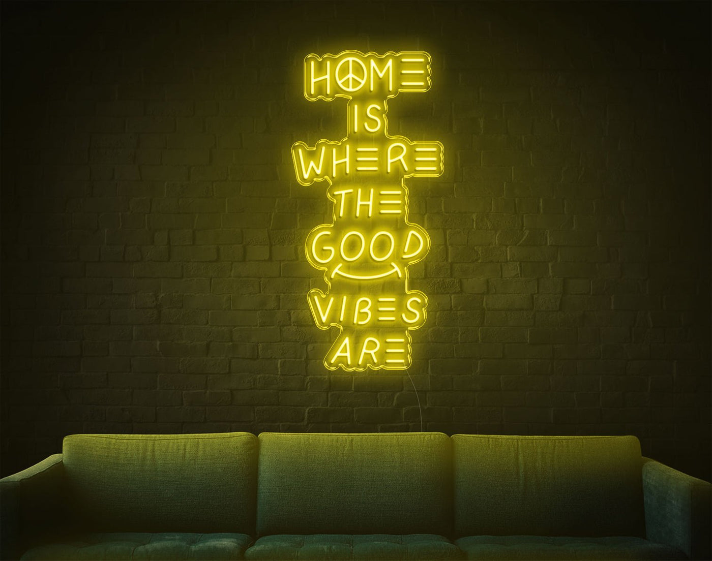 Home Is Where The Good Vibes Are LED Neon Sign - 37inch x 18inchYellow