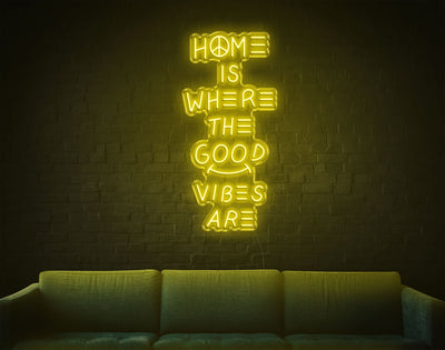 Home Is Where The Good Vibes Are LED Neon Sign - 37inch x 18inchYellow