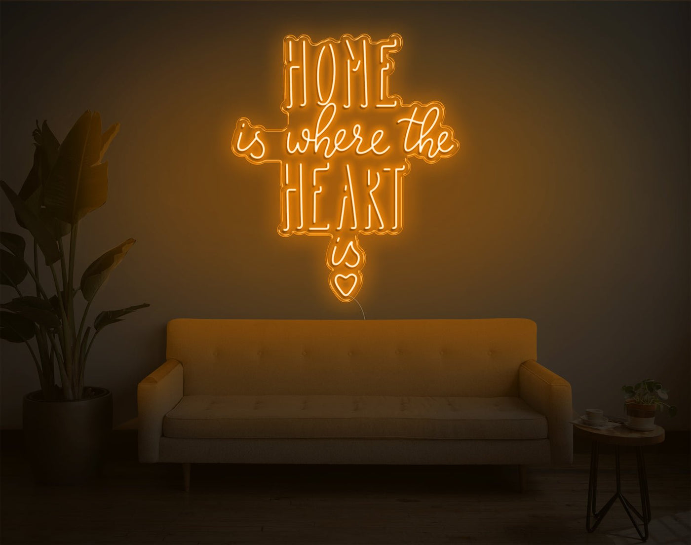 Home Is Where The Heart Is V2 LED Neon Sign - 38inch x 32inchOrange
