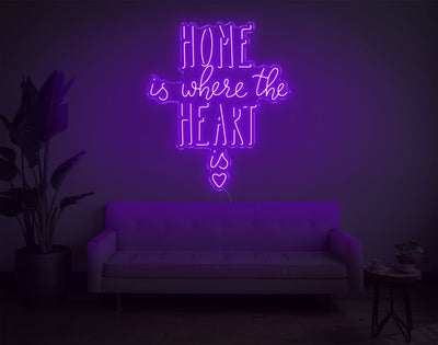 Home Is Where The Heart Is V2 LED Neon Sign - 38inch x 32inchPurple