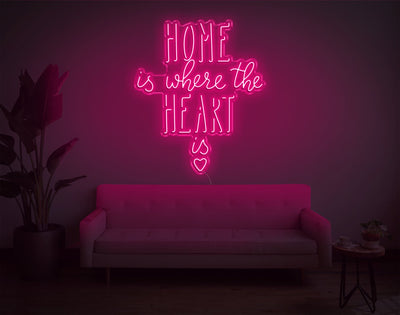 Home Is Where The Heart Is V2 LED Neon Sign - 38inch x 32inchLight Pink