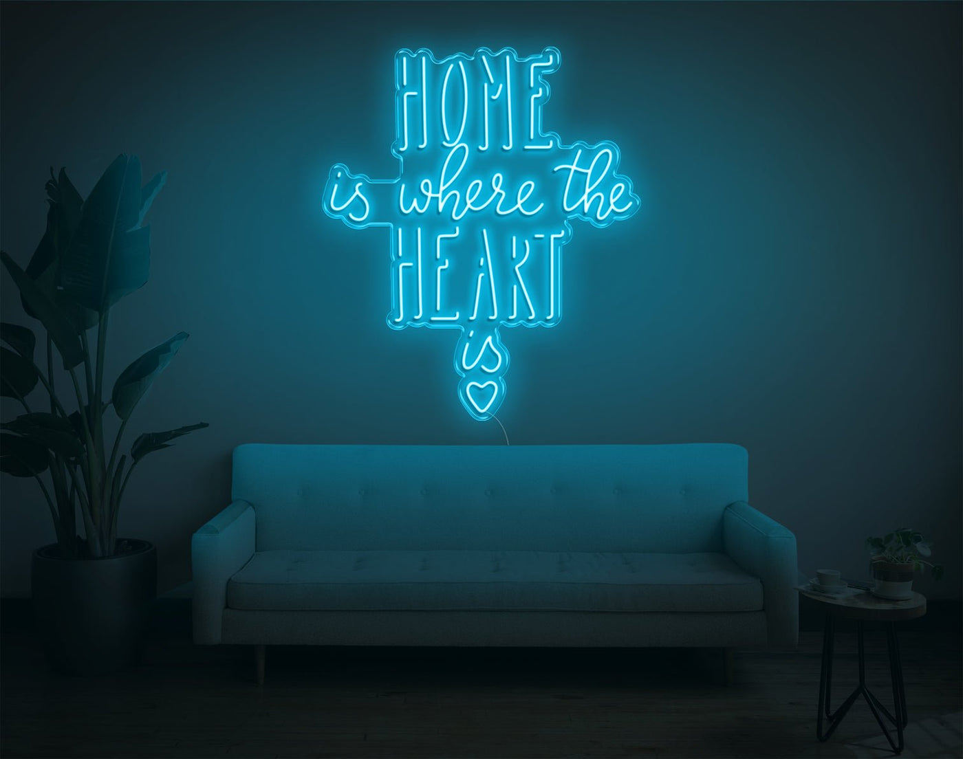 Home Is Where The Heart Is V2 LED Neon Sign - 38inch x 32inchLight Blue