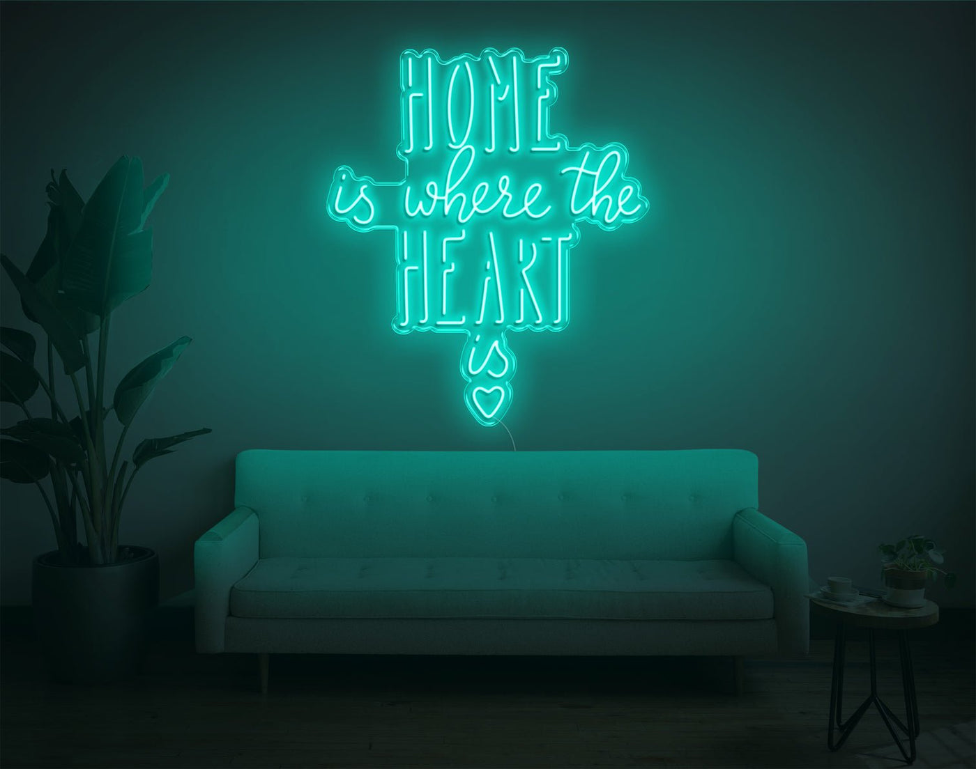 Home Is Where The Heart Is V2 LED Neon Sign - 38inch x 32inchTurquoise
