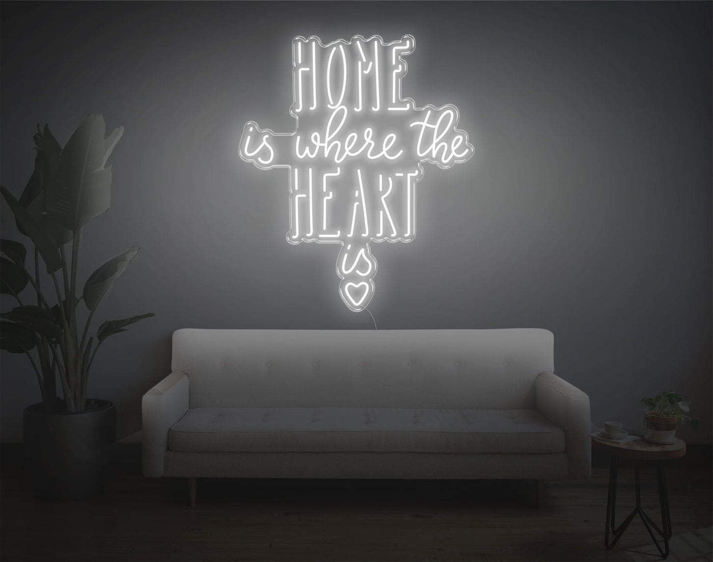 Home Is Where The Heart Is V2 LED Neon Sign - 38inch x 32inchWhite