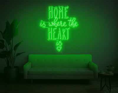Home Is Where The Heart Is V2 LED Neon Sign - 38inch x 32inchGreen