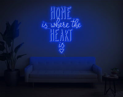 Home Is Where The Heart Is V2 LED Neon Sign - 38inch x 32inchBlue