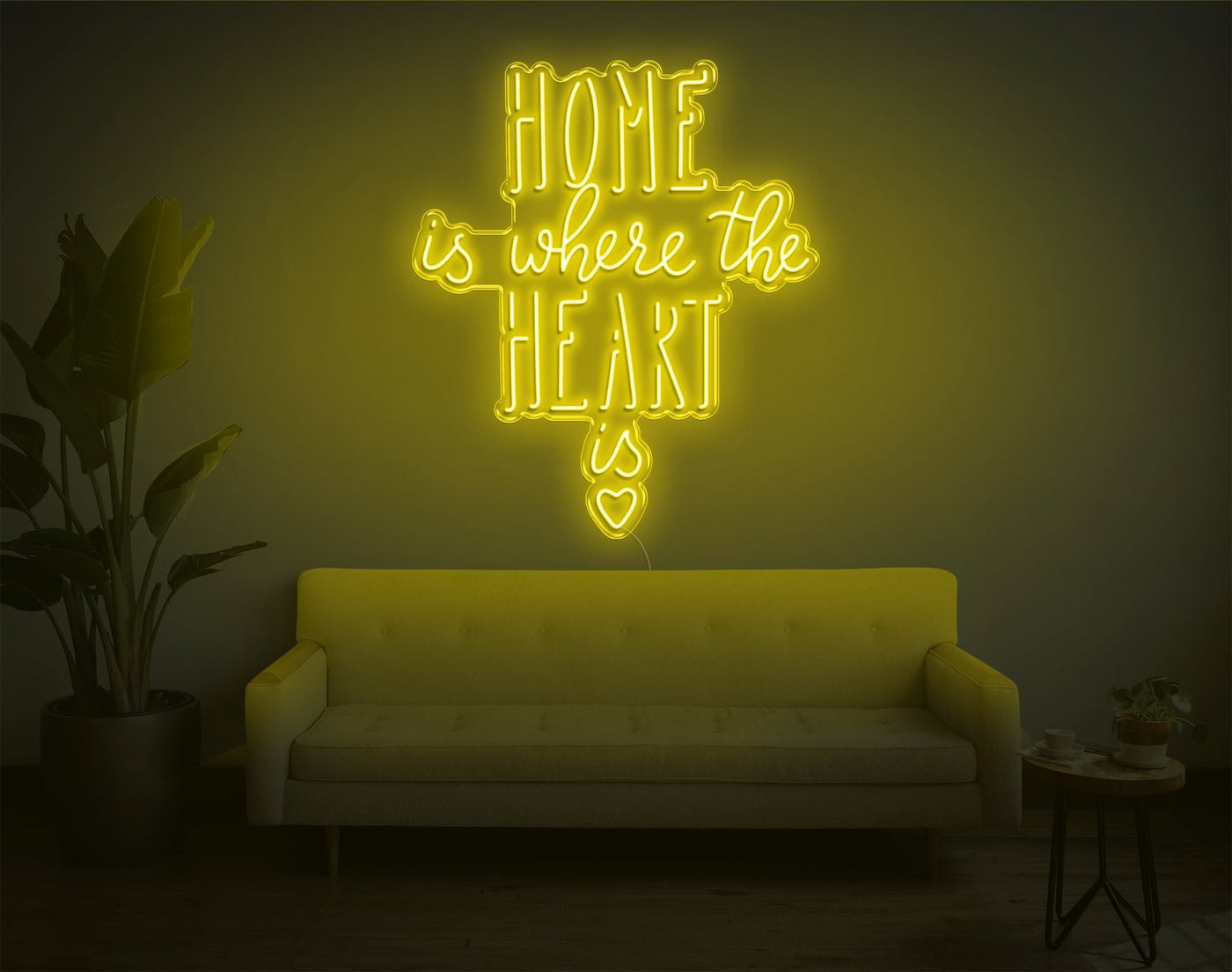 Home Is Where The Heart Is V2 LED Neon Sign - 38inch x 32inchYellow