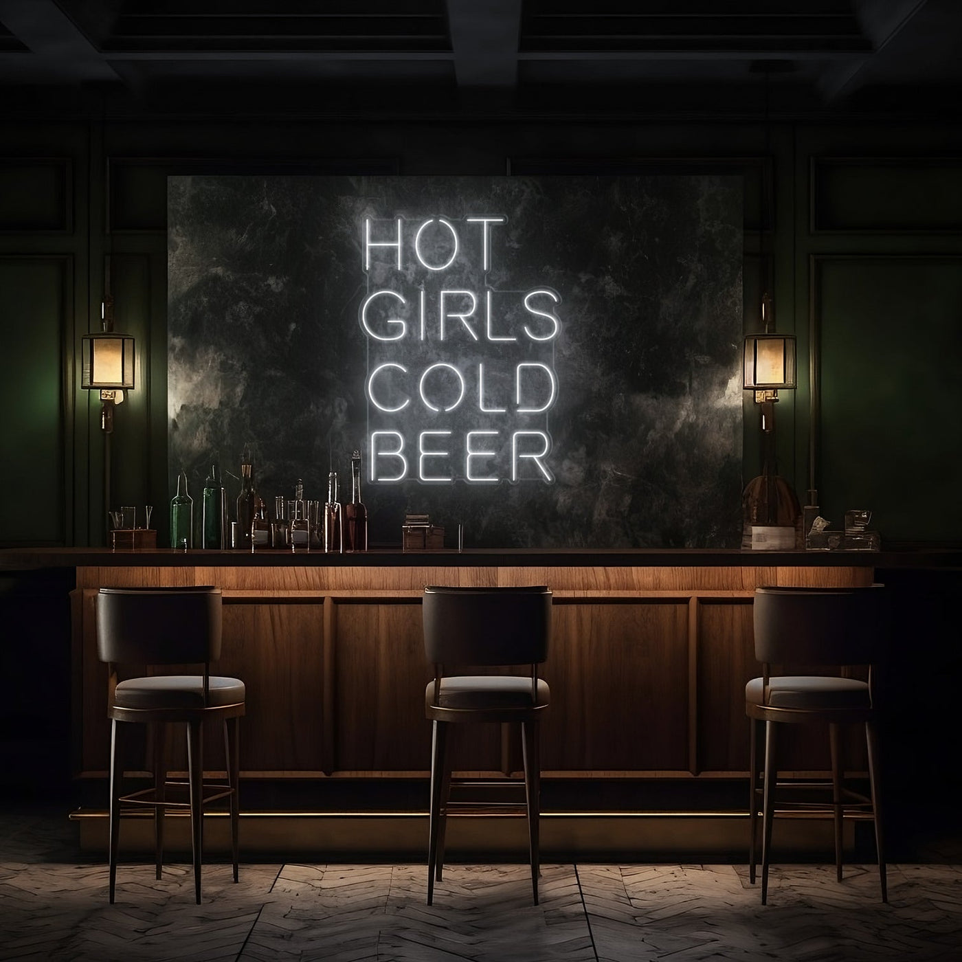 Hot Girls Cold Beer LED Neon Sign - 20" W x 26" HTurquoise