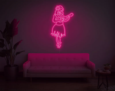 Hula Girl LED Neon Sign - 49inch x 27inchLight Pink
