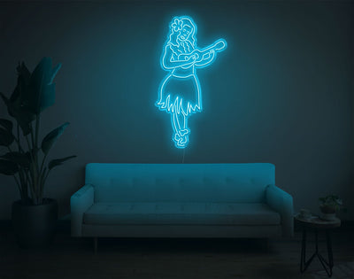 Hula Girl LED Neon Sign - 49inch x 27inchLight Blue
