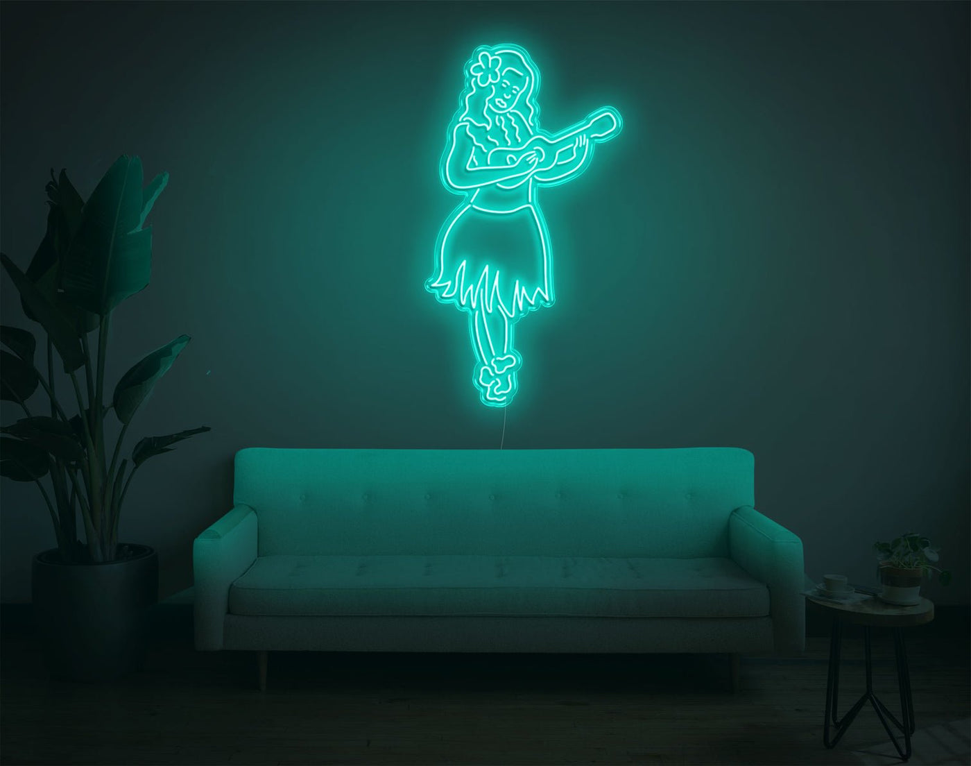 Hula Girl LED Neon Sign - 49inch x 27inchTurquoise