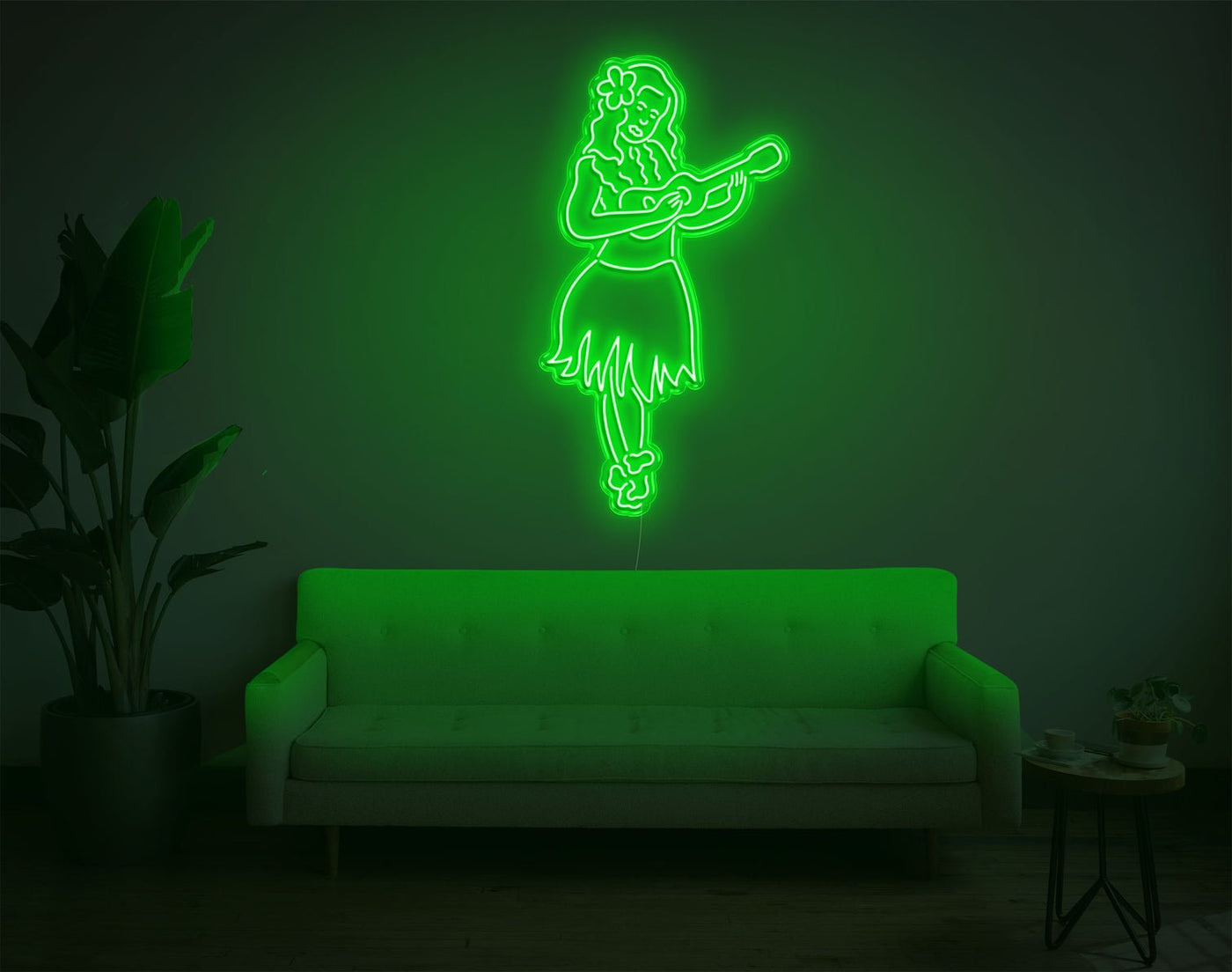 Hula Girl LED Neon Sign - 49inch x 27inchGreen