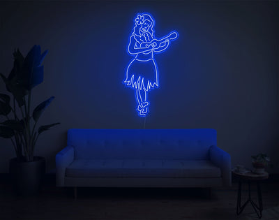 Hula Girl LED Neon Sign - 49inch x 27inchBlue