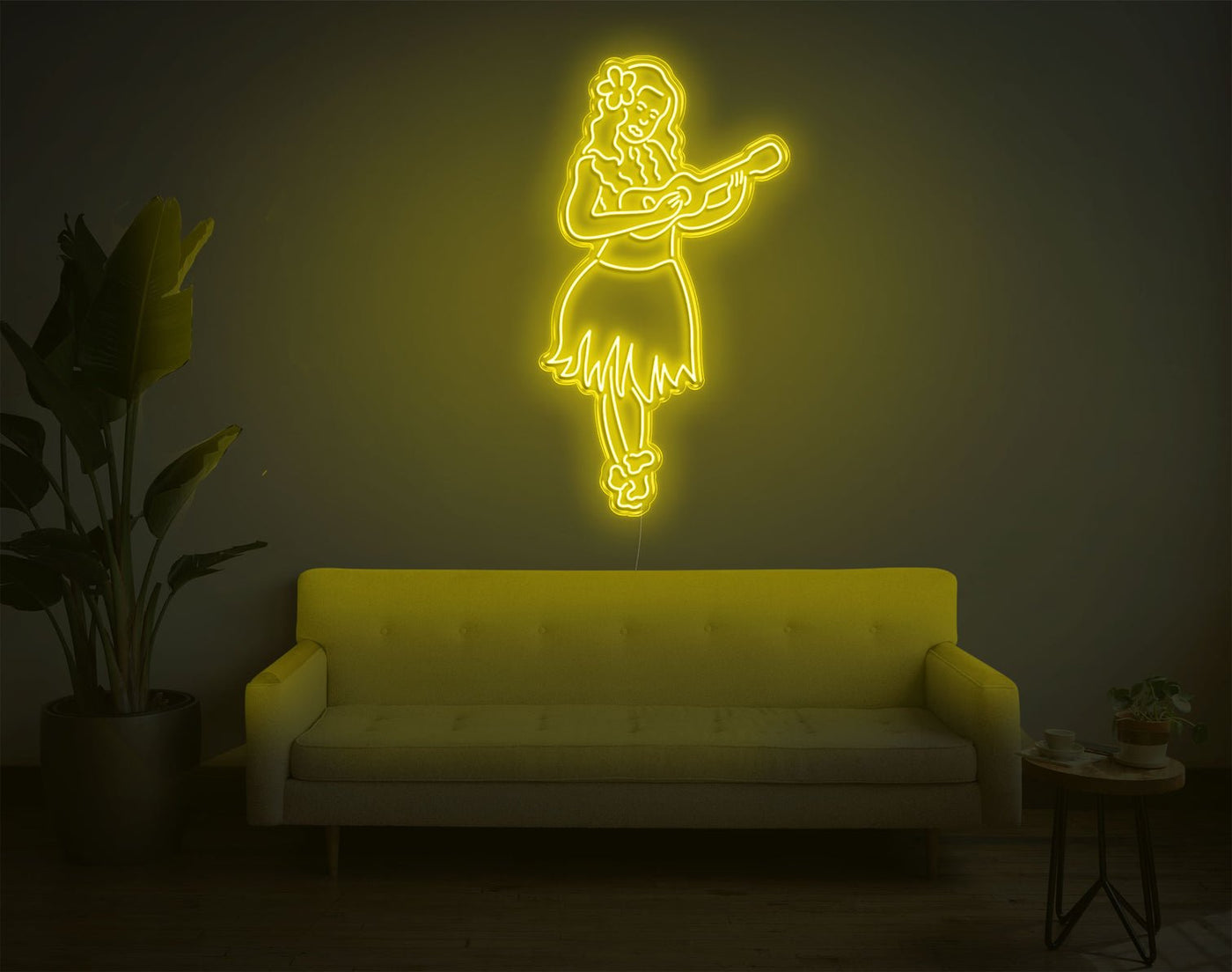 Hula Girl LED Neon Sign - 49inch x 27inchYellow