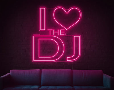 I Love The Dj LED Neon Sign - 35inch x 31inchHot Pink