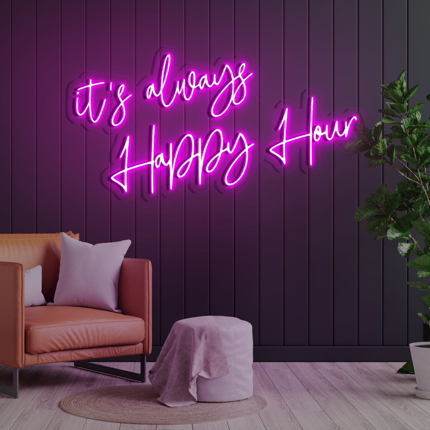 "It's Always Happy Hour" Neon Sign for Bars & Restaurants - 60cm (2ft)Blue