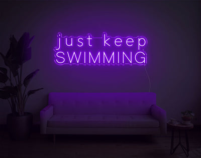 Just Keep Swimming LED Neon Sign - 13inch x 36inchPurple